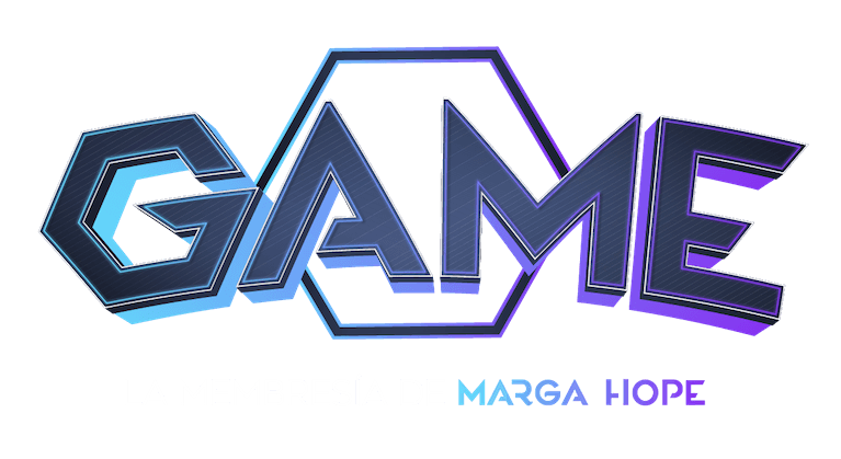 Logo del programa de membresía GAME de Marga Hope, con fondo oscuro y letras doradas brillantes.